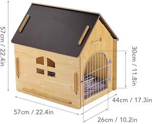 מקורה נשלף אין הרכבה נייד מתקפל עץ לחיות מחמד כלב ארגז מודרני כלב בית ארגז עבור קטן בינוני כלב חתול - Product Image 4