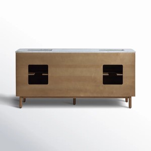 Tre cassetti e due mobili interni di Design moderno di lusso in legno doppio lavabo <span class=keywords><strong>bagno</strong></span> vanità - Product Image 4