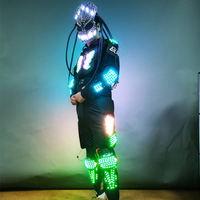 Traje de Robot Luminoso LED para Hombre, Disfraz de Cantante Gogo, Bailarín Invitado, Traje de Héroe con Armadura Ligera, para Escenario y Fiestas