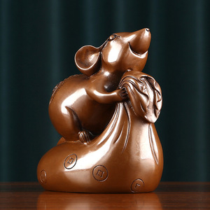 Ratón de la Fortuna de Cobre, Adorno de Cobre del Zodiaco, Artesanía de Ratón, Decoración para el Hogar u Oficina, Regalo Chino - Product Image 1