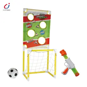 Kids indoor sports 2 in 1 goal and shooting target game set foam ball popper air toy pistola ad aria con bersaglio in piedi - Product Image 1