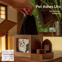 Urne funéraire en forme de maison pour animaux de compagnie (chiens, chats) – Récipient scellé anti-humidité pour cendres d'animaux – Ensemble commémoratif en bois massif avec cadre photo de table