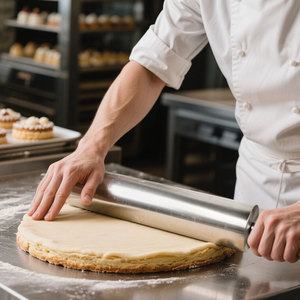 304 rouleau à pâtisserie en acier inoxydable Construction lisse ustensile de cuisine pour la cuisson de la pâte à Pizza - Product Image 5