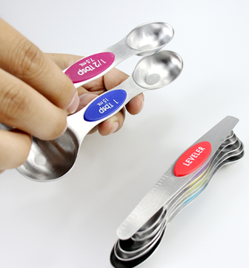 Cucharas Medidoras Magnéticas de Acero Inoxidable, Juego de 8 Cucharas Medidoras de Doble Cabeza, Aptas para Alimentos, para Hornear y Sazonar - Product Image 2
