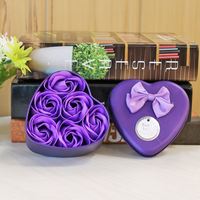 6 Buah Sabun Mawar Beraroma Hati dengan Kotak, Sabun Kelopak Mawar untuk Mandi dan Tubuh, Aroma Romantis, Dekorasi Pernikahan, Hadiah