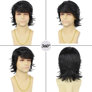 Peluca sintética para hombre, pelo sintético, corto, <span class=keywords><strong>rubio</strong></span>, en capas, onda natural, densidad del 130%, resistente al calor, para uso diario, fiesta, Cosplay - Product Image 2