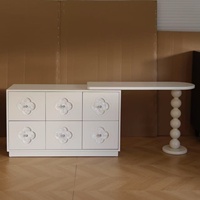Commode mobile en bois massif de style français rétro en forme de coquille OPEN Wuzao, table de maquillage pour chambre à coucher, motif trèfle à quatre feuilles