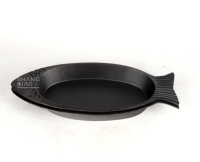 Poêle à frire en forme de poisson pré-assaisonnée Plat de service Assiette à griller Poêle à poisson Assiette à steak Assiette Teppanyaki Plat à rôtir en fonte