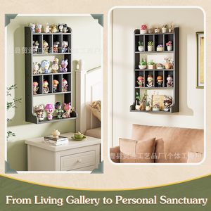 Wooden Perfume Storage Rack <b>Wall</b> <b>Mounted</b> Multi Layer Display <b>Shelf</b> For Cosmetics Toys Plants Black And White - Product Image 2