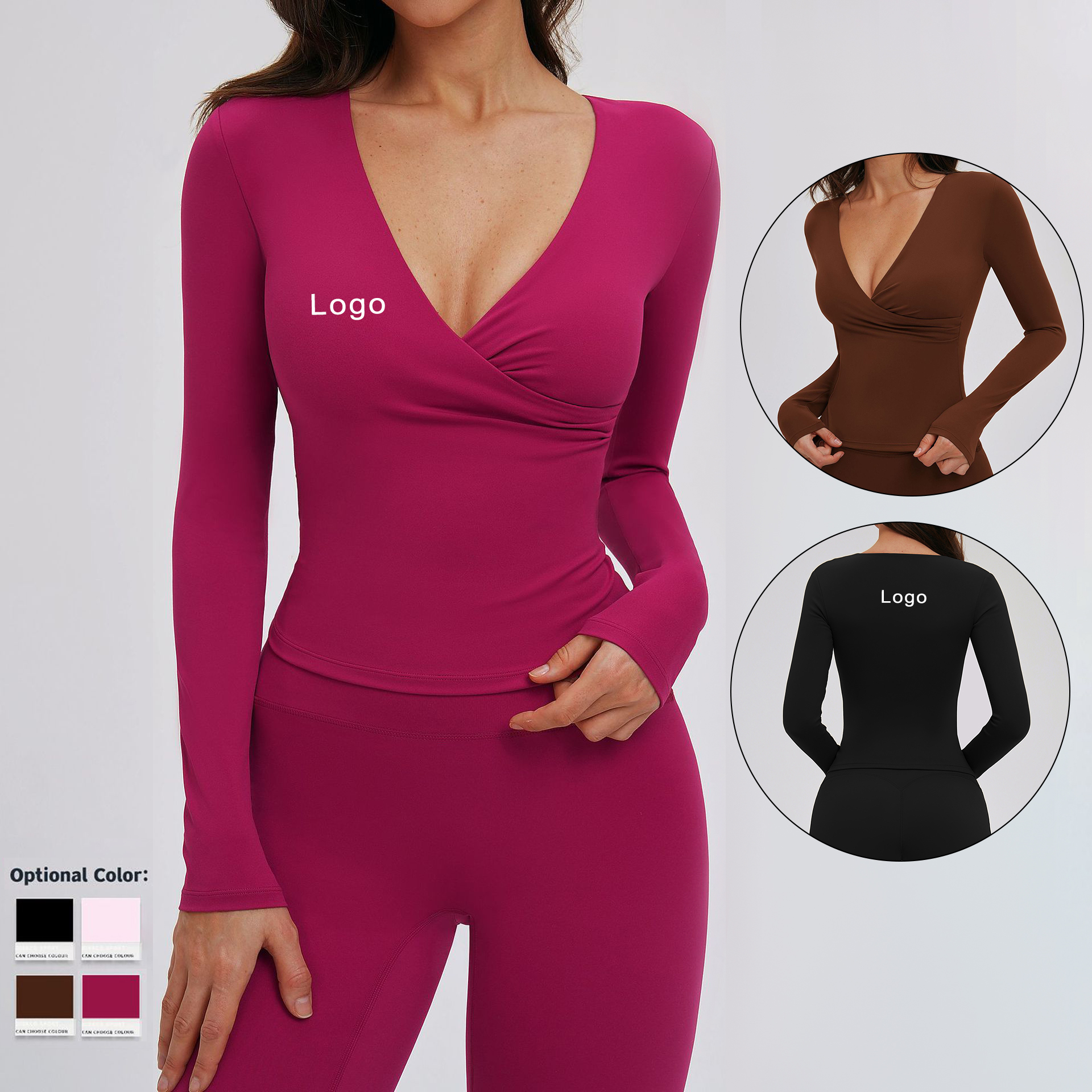 Spring-Autumn Yoga Long-Sleeve V-Neck Pilates Training Top Women's Outerwear Running Fitness Sports T-Shirt
