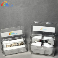 Caja de Reloj Transparente en Forma de Ataúd, Pequeña, en Existencia, Personalizable, Material de PVC Ecológico