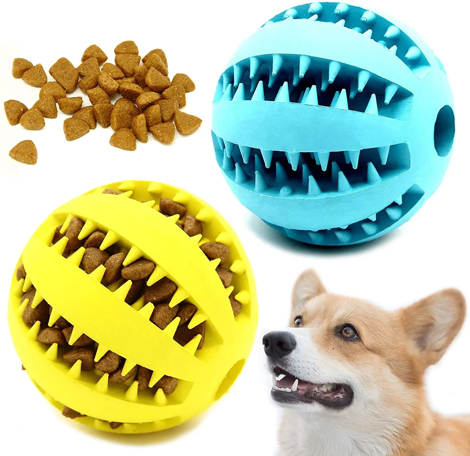 Rubber Indestructible Squeaky Treat Puzzle Juguetes Para Perros Interactive Pet Ball Chew Dog Toy