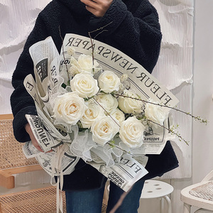 Papel de envolver para floristería, arte de flores <span class=keywords><strong>en</strong></span> inglés, periódico, flor, regalo, alta calidad - Product Image 4