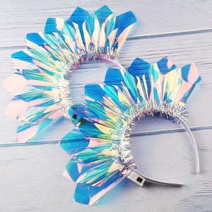 Bandeau lumineux à paillettes pour la fête de Noël <span class=keywords><strong>d</strong></span>'<span class=keywords><strong>Halloween</strong></span>, cerceau à cheveux à paillettes arc-en-ciel pour performance sur scène de concert de rave, vente en gros - Product Image 4