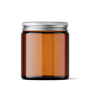 Cosmetic Packaging Skincare Glass Jar 1oz 2oz 4oz 8oz 16oz Amber Glass Jar with Aluminum Lids and Black Plastic Lids