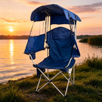 Chaise pliante pare-soleil avec accoudoirs ergonomiques, en tissu Oxford imperméable, mobilier de salon d'extérieur léger – Siège confortable et portable pour