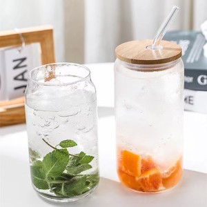 <span class=keywords><strong>Verre</strong></span> <span class=keywords><strong>à</strong></span> <span class=keywords><strong>eau</strong></span>, bière ou soda en forme de canette, personnalisable avec logo, avec couvercle en bambou et paille - Product Image 2