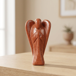 Ange sculpté en agate brune, pierre précieuse, décoration d'intérieur, 2 pouces - Product Image 2