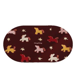 โอเค แผ่นรองอาบน้ำรูปวงรีลายม้าสีแดงกันลื่นสำหรับห้องน้ำห้องครัวระเบียง - Product Image 5
