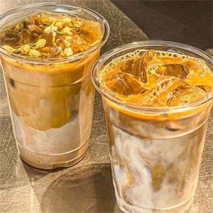 Gobelets en plastique transparent à paroi simple PET de 98 mm avec couvercle, logo personnalisé, 12-20 oz, boissons froides, café, lait, thé, jus - Product Image 2