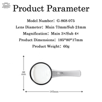 LED Handheld Magnifier High Clarity 75mm with Replaceable Battery Design
