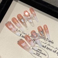 Art Wo-Fine Faux Ongles de Luxe à Presser en Acrylique, Faits Main, à Pointe Longue et Pointe Fine, 24 Pièces pour Doigts