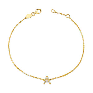 <span class=keywords><strong>Bracciale</strong></span> da ragazza con ciondolo iniziale in <span class=keywords><strong>argento</strong></span> Sterling 925 placcato in oro 18K 'a Zirconia che imposta gioielli di moda per feste regalo - Product Image 1