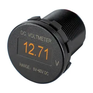 Su geçirmez yuvarlak 8-60V için MINI OLED DC çift dijital voltmetre ampermetre ekran