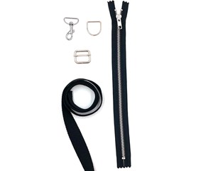 Bag Hardware Various Cm Metal Zipper Mm Adjustable Slider D Ring Spring <b>Hook</b> Mm Canvas <b>Black</b> - Product Image 3