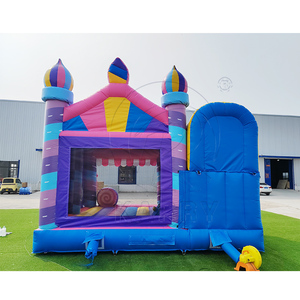 Château gonflable commercial sur le thème des confiseries avec toboggan, combo gonflable bonbons et crème glacée pour locations de fêtes pour filles - Product Image 6