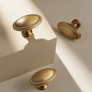 Enkelvoudige antieke messing kastgrepen, <span class=keywords><strong>vintage</strong></span> ovale H59 messing kastknoppen voor keuken, badkamer en commode - Product Image 2