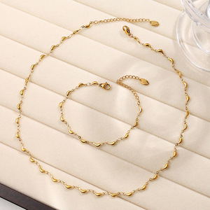 Conjunto de Collar con Forma de Gota de Agua, Acero Inoxidable, Chapado en Oro de 18k, Joyería de Fiesta para Mujer, Accesorio de Moda - Product Image 1