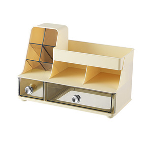 Desktop Cosmetic Storage Box With Drawers Compartmentalized <b>Makeup</b> Organizer For <b>Dressing</b> <b>Table</b> Lipstick Holder Solid Color - Product Image 4
