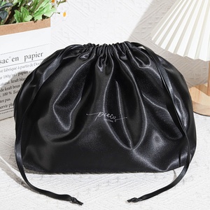 Custom Square Bottom <strong>Large</strong> Satin Cosmetic <strong>Drawstring</strong> <strong>Bag</strong> High End Travel Shopping Promotion Gift Makeup Pouch Dust Silk <strong>Bag</strong> - Product Image 1