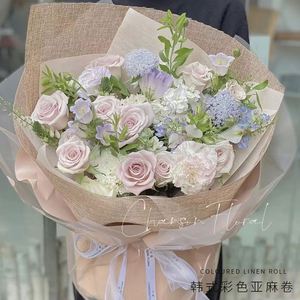 กระดาษห่อดอกไม้สไตล์เกาหลี สีสันสดใส แบบม้วน วินเทจ ผ้าไม่เคลือบสี สำหรับงาน DIY ช่อดอกไม้ และอุปกรณ์จัดดอกไม้ - Product Image 4