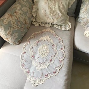 Napperon en tulle <span class=keywords><strong>français</strong></span> brodé en usine pour la photographie, la décoration de table de chevet et comme nappe de table textile d'intérieur - Product Image 3