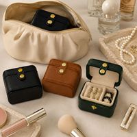 Boîte de voyage mini pour bijoux avec logo personnalisé, organisateur portable pour bagues et boucles d'oreilles, étui de rangement en velours, vente directe d'usine