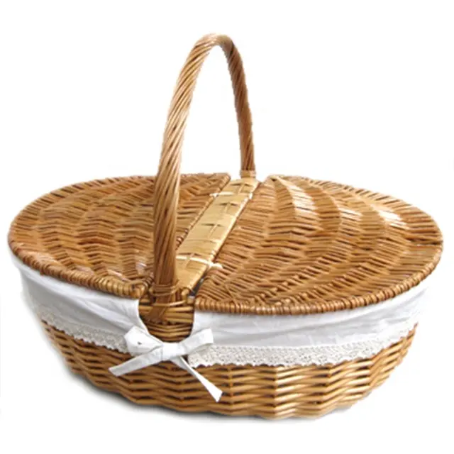 Basket Tipo di Prodotto e vuoto di salice di vimini tessitura cestino da picnic con coperchio