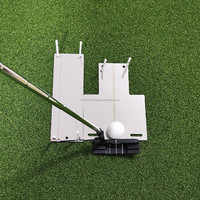 Set Cermin Golf SwingPerefect Golf Steel Golf Putting Mirror Bentuk-T & Cermin Bahu dengan Ukiran Laser, Alat Bantu Latihan Putting Dua Sisi