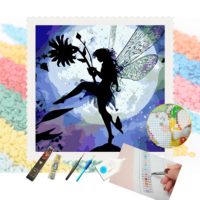 Lukisan Berlian Neon Glow in the Dark Peri Bunga, Resin Lint Pendek, Persegi, Full Drill 5D DIY Diamond Painting