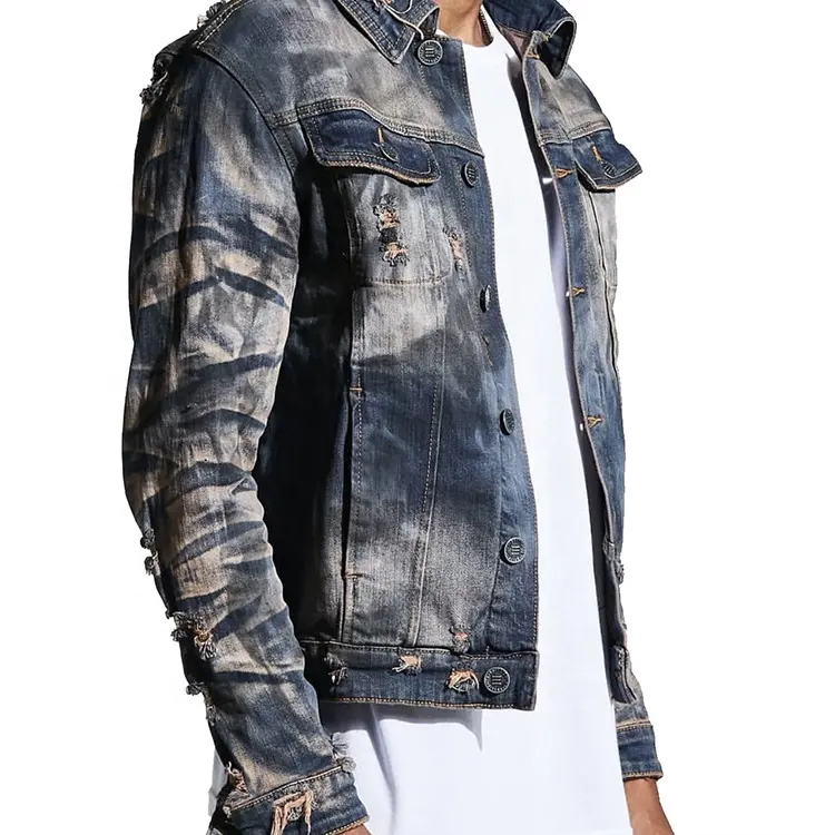 Fashion male Jeans Jackets Tops Long Sleeve Denim Coat Vintage Ripped For Men custom men denim jacket