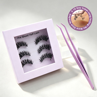 Faux cils demi-bande courbés effet naturel, pré-collés, imperméables, courbure personnalisée, 100% faits main, vente en gros Europe, Royaume-Uni, France, Italie