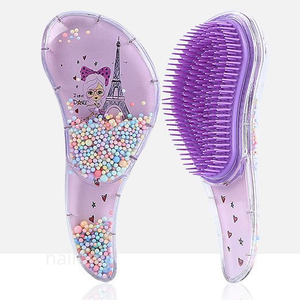 Brosse à cheveux pour petites filles avec confettis scintillants, démêloir doux à poils souples pour cheveux mouillés, ensemble de massage pour bébés et enfants, coiffure - Product Image 6