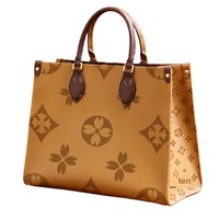 Sac fourre-tout et sac à bandoulière pour femme, grande capacité, haut de gamme, imprimé floral, monogramme, en toile et PU, style urbain, pour le transport sous le bras, sélection transfrontalière