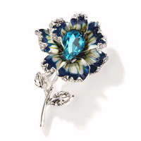 Broches Fleur Émaillées 3 Couleurs Tendance pour Femme, Broches de Mariage en Cristal Élégantes, Idées Cadeaux pour Fêtes et Fiançailles