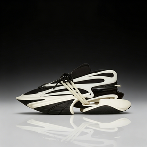 Chaussures de marche de luxe pour hommes, style designer noir et blanc, en synthétique, à lacets, à semelle épaisse, bout pointu, doublure en maille de caoutchouc, livraison directe - Product Image 1
