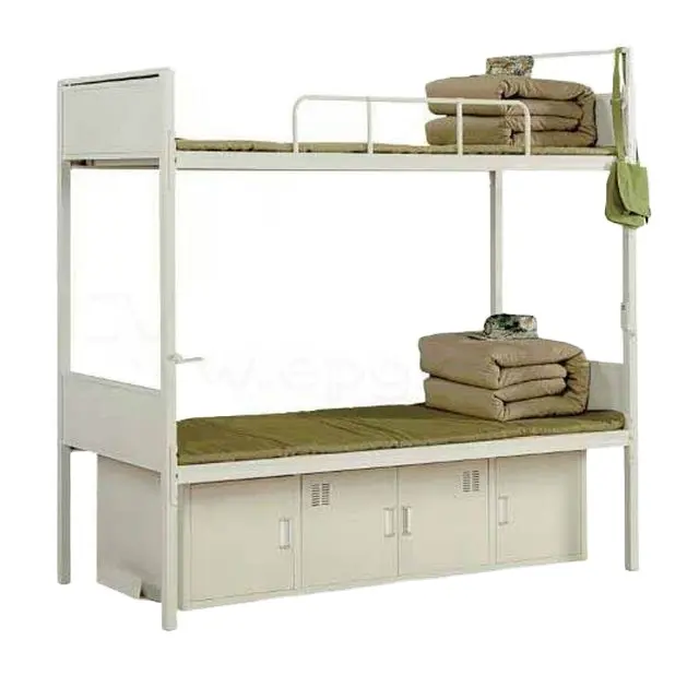 Lit superposé en acier robuste meubles de dortoir cadre en métal lits doubles avec casier de rangement pour les étudiants