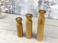 Grand Porte-Bougie Pilier en Bois Classique Écologique Rustique Décoration de Noël Cadeau de Pendaison de Crémaillère Chaleureux