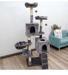 Großhandel umwelt freundliche benutzer definierte Sisal & Holz 5-stufige große Kratz baum Turm mit Karton verpackung - Product Image 1