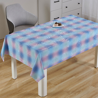 Nappe rectangulaire en PVC effet aquarelle arc-en-ciel, imprimé dégradé pastel, pour table à manger, décoration intérieure